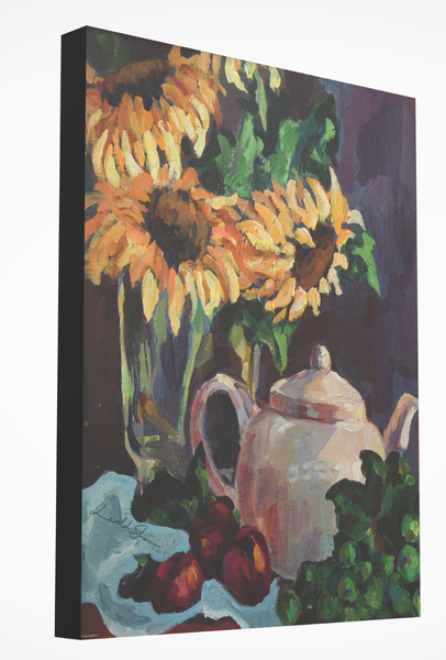 Sunflowers With Tea Canvas Print