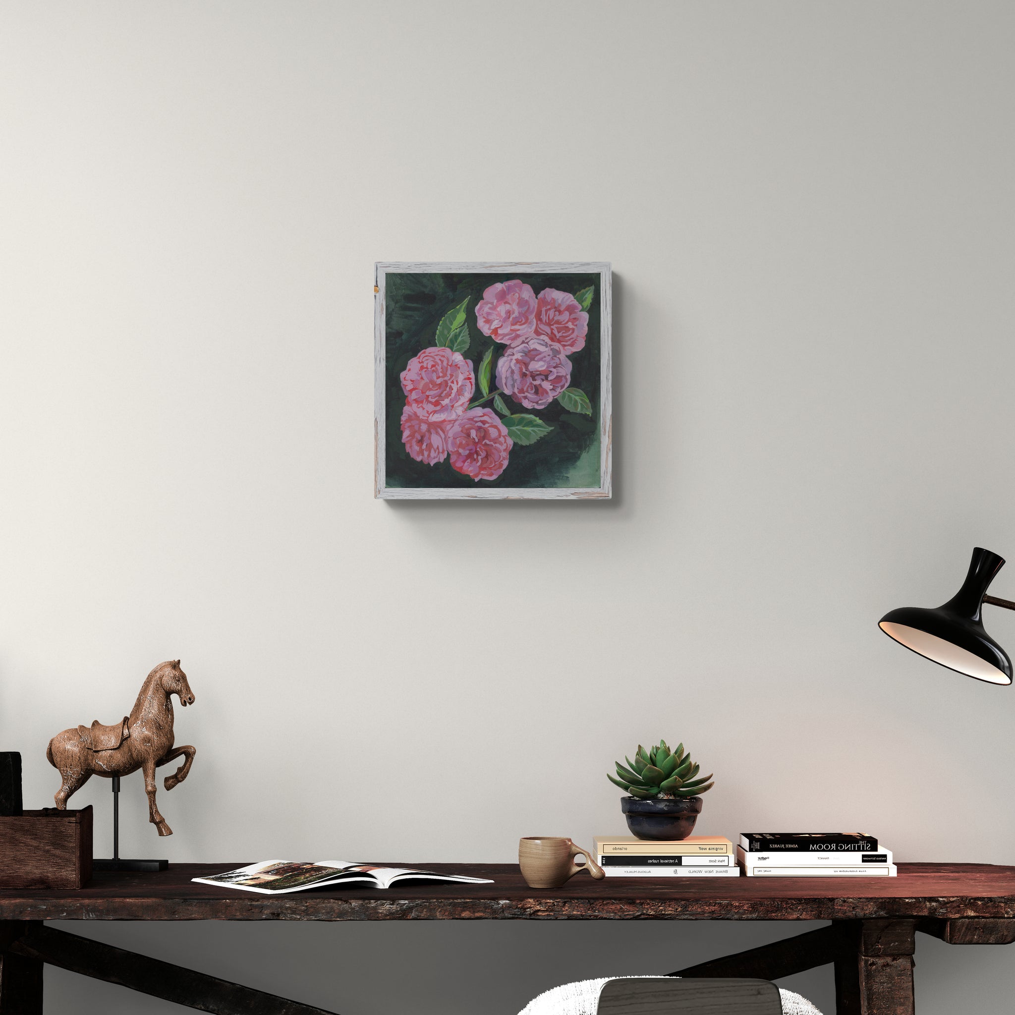 Fine Art Print - Hand-Painted Soft Pink Carnation in Gouache, 15in x 15in Digital Download