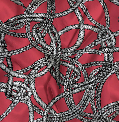 Congo Entwine in Yellow Teal Rassberry Red Fabric Sold By The Yard